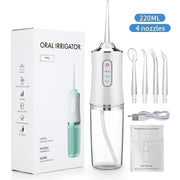 Rechargeable Water Flosser with 3 Modes and 4 Nozzle Functions for Oral Hygiene on the Go