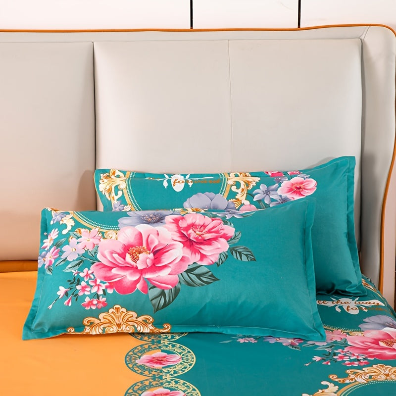 Traditional Chinese Peony Floral Bed Skirt with Lucky Bee Accents 100% Polyester