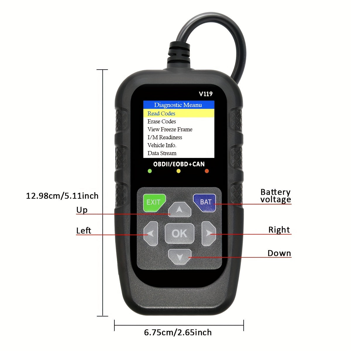 OBD2 Сканер диагностический инструмент для автомобиля, считыватель кодов неисправностей двигателя, EOBD CAN