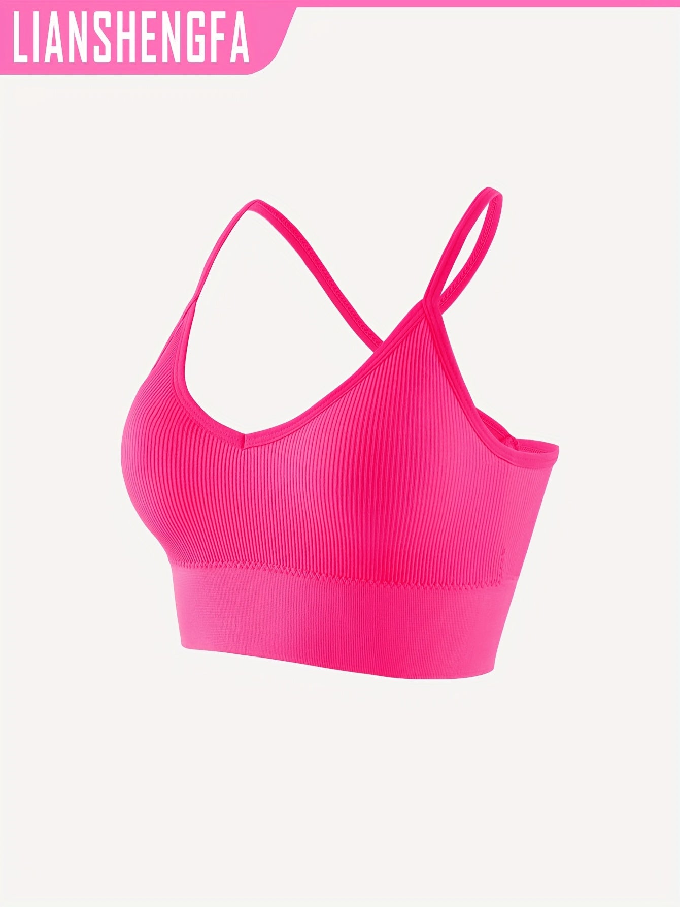 Sujetador deportivo de punto de poliamida para mujer, con alto soporte, sin espalda, relleno removible para yoga y fitness