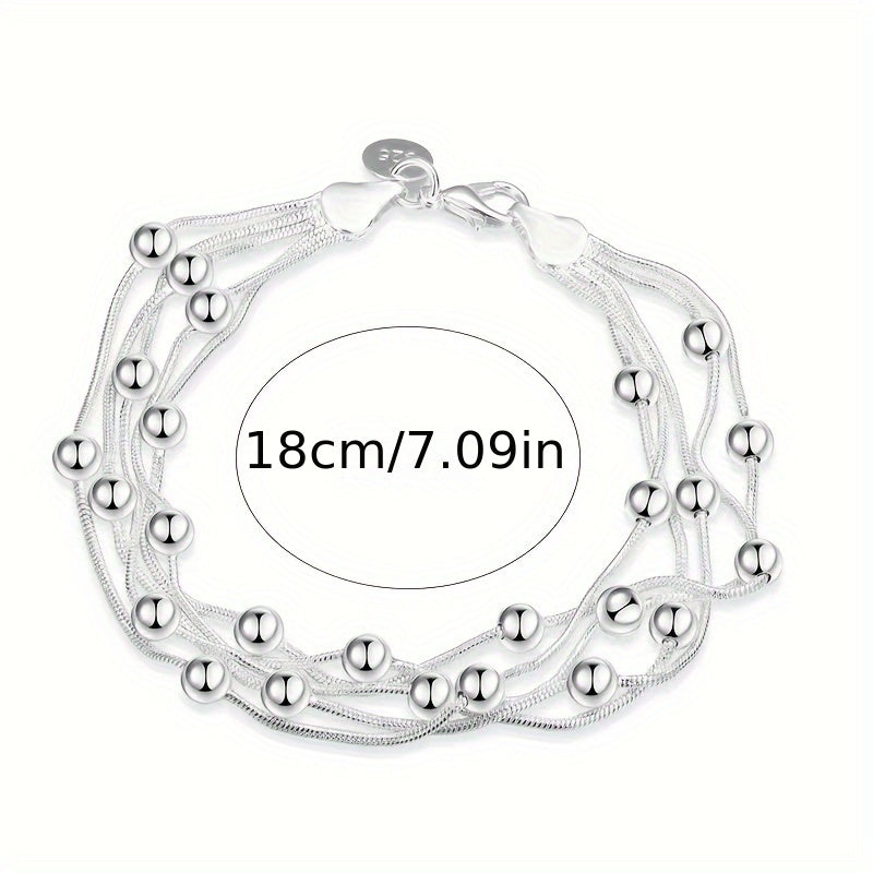 Women's Beaded Bracelet for Daily Wear, Delicate Five-Line Design