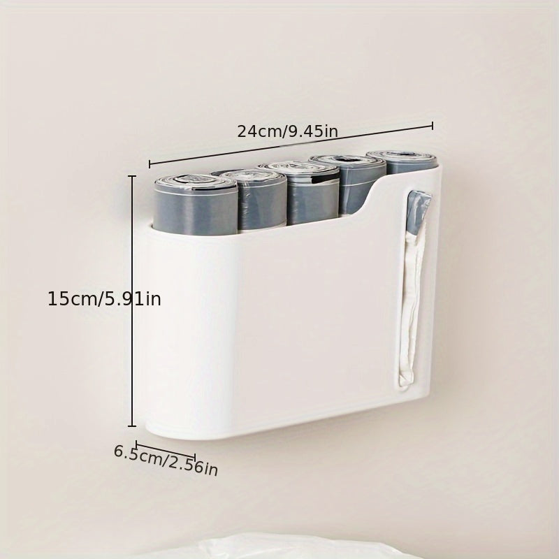 Wall-Mounted Garbage Bag Dispenser Plastic Storage for Kitchen Bathroom