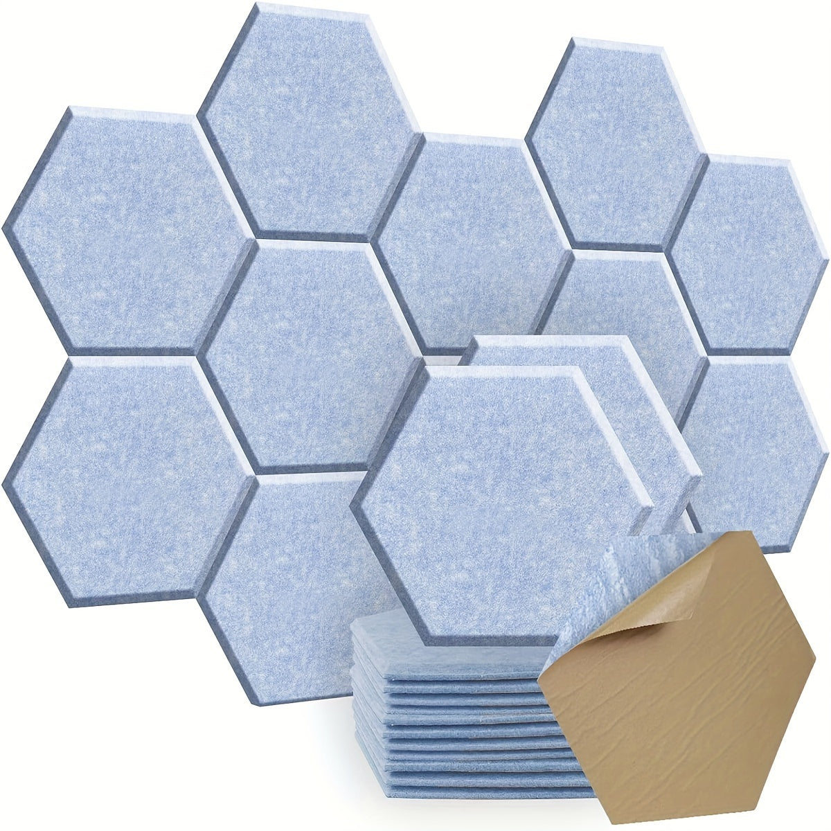12-Pack Hexagonal Soundproof Foam Panels Self-Adhesive Flame Retardant Acoustic Wall Panels Noise Reduction Echo Control 30.48cm x 25.4cm