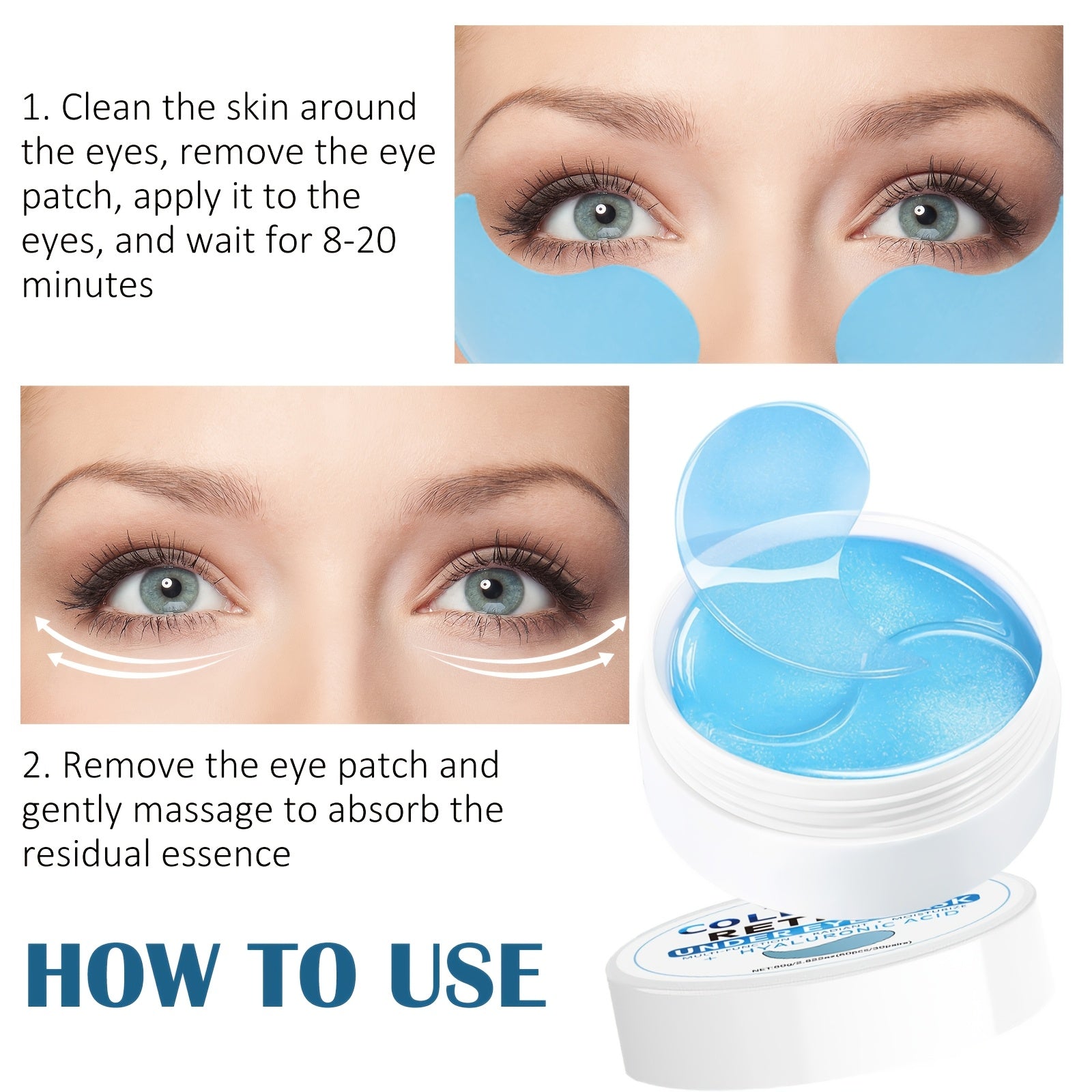 60pcs Collagen Retinol Hydrogel Eye Masks for Moisturizing Firming and Smoothing