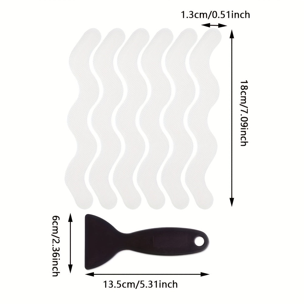 Transparent Safety Tape Set for Bathtub Non-Slip Strips with Scraper
