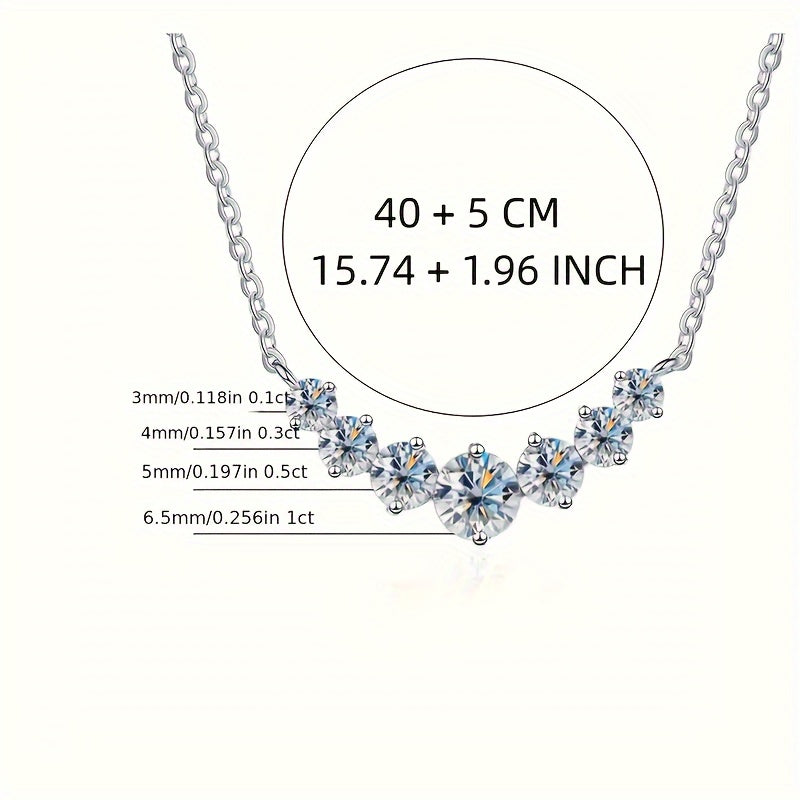 Sterling Silver 4-Piece Jewelry Set with Moissanite Necklace Earrings Ring Gift for Holidays