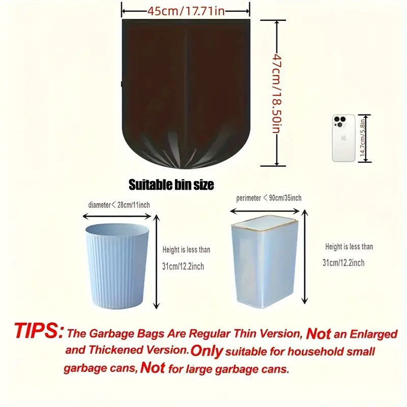 100 Black Garbage Bags 4 Rolls Household Trash Liners Strong Load-Bearing