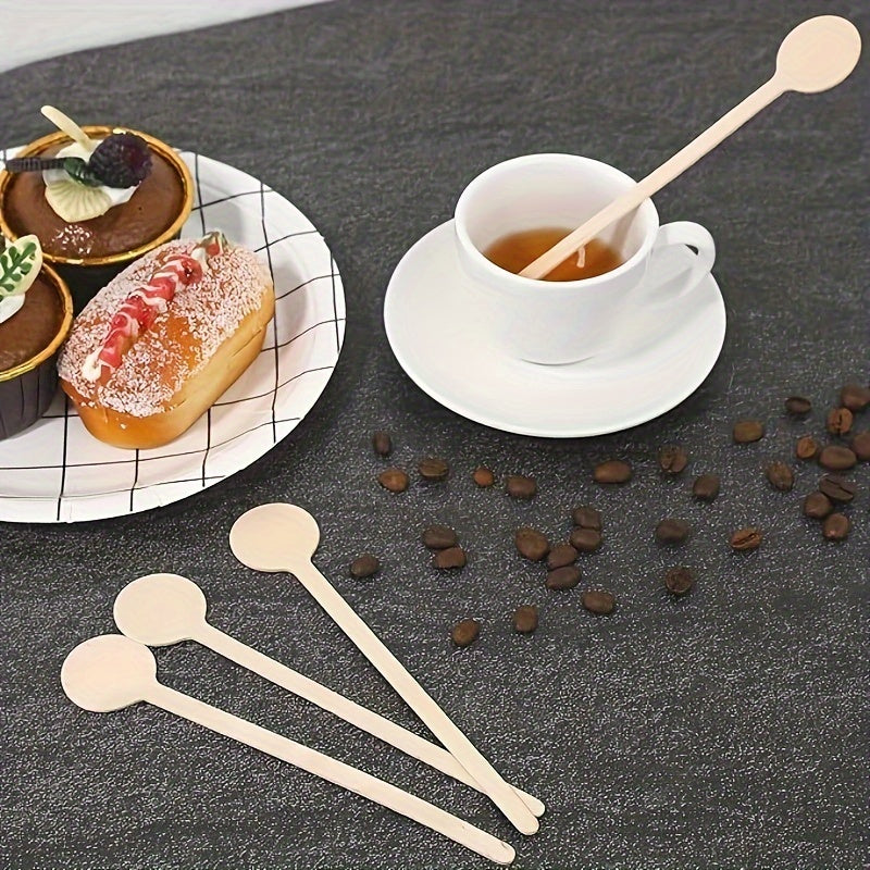 Pack of 50 15cm Wooden Coffee Stirrers Natural Biodegradable Beverage Stirring Sticks