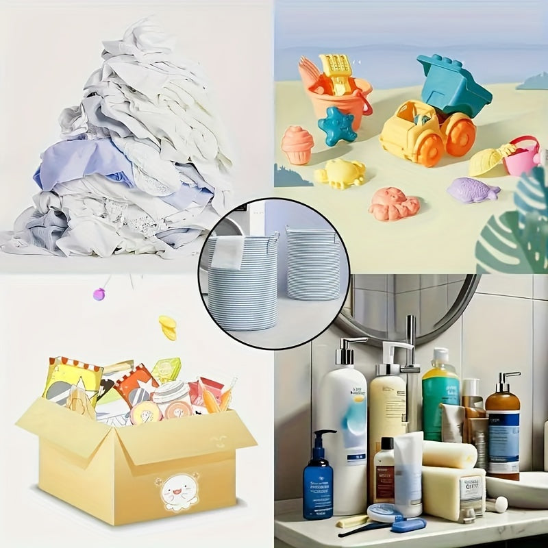 Тканевая корзина для белья с ручками, складной контейнер для хранения одежды, игрушек, ванной, прямоугольный органайзер
