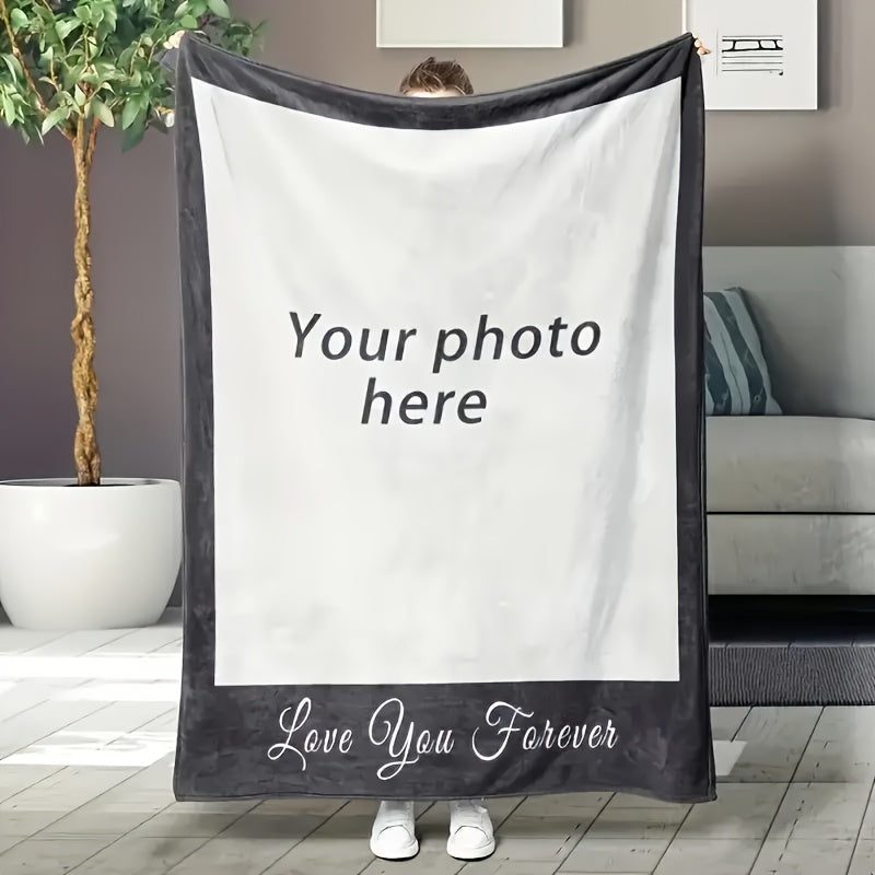 Customizable Digital Print Flannel Blanket with Love You Forever Text for All Seasons
