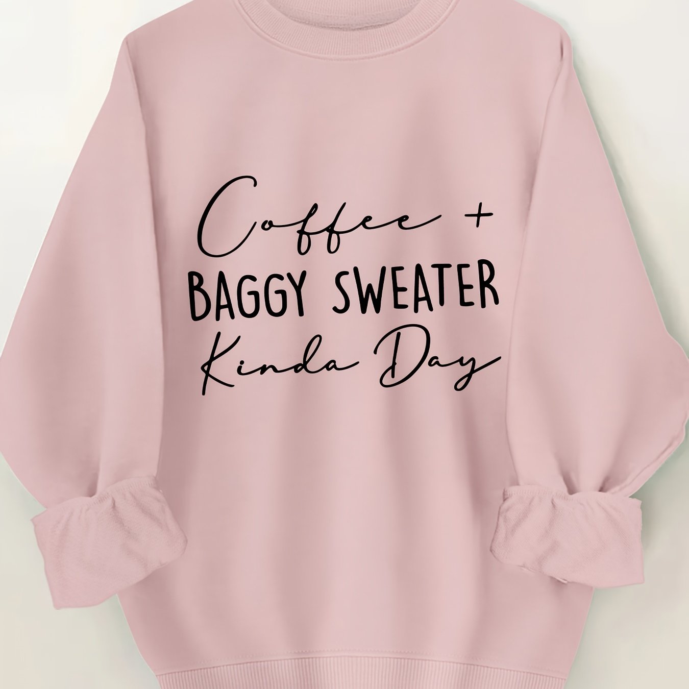 Plus Size Letter Print Pullover Sweatshirt Women Long Sleeve Casual Winter Clothing