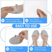 Women Reusable Gel Heel Pads 10-Pack with Arch Support Non-Slip Breathable