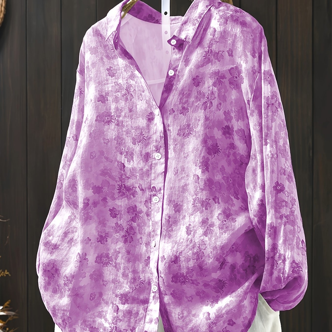 Women's Plus Size Printed Long Sleeve Shirt Fashion Casual Comfortable