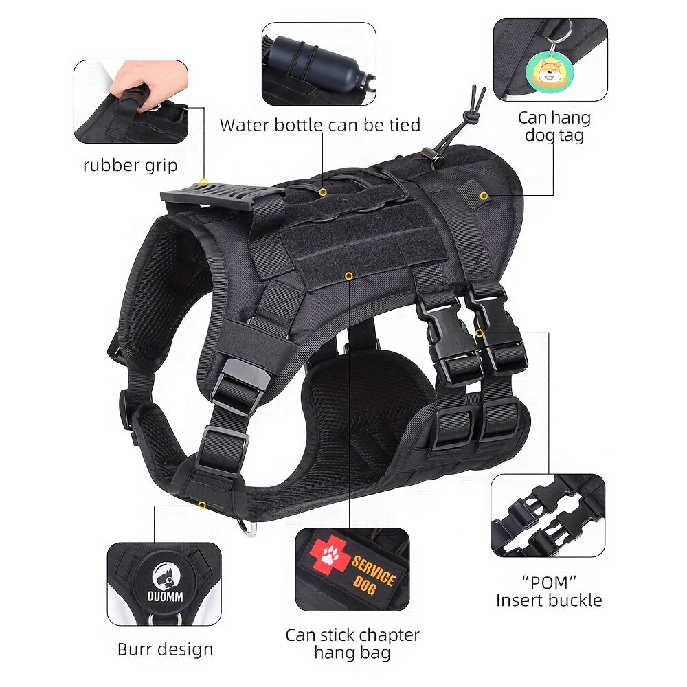 Dog Harness Tactical Chest Strap for Medium and Large Dogs Outdoor Walking Polyester No Battery
