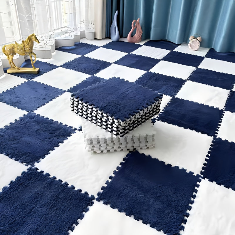 Modern Plush Patchwork Area Rug for Bedroom Living Room Indoor Washable 40 Pieces