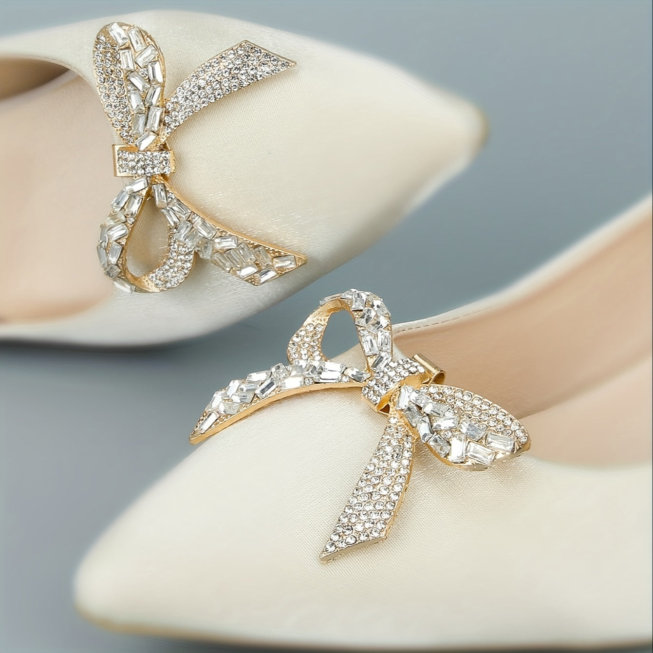 Women Rhinestone Bow Shoe Clips Crystal Butterfly Wedding Party Accessories