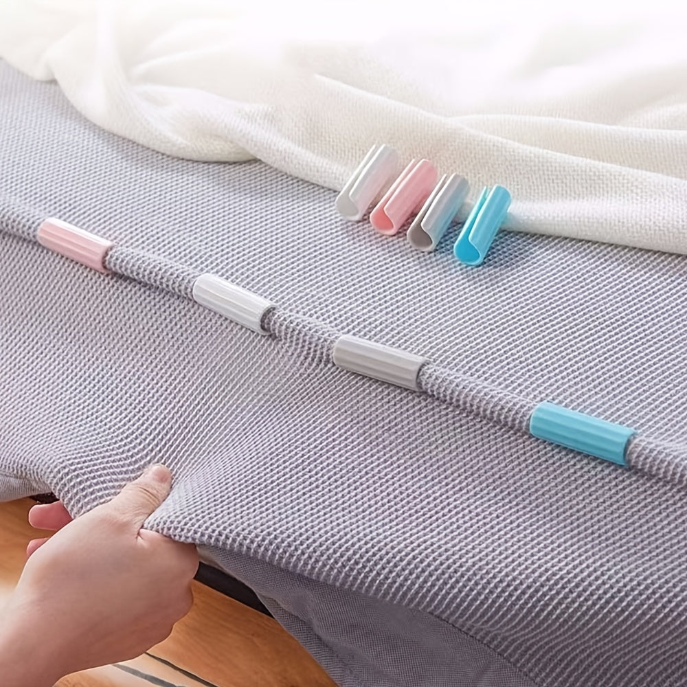 Set of 4 No-Pin Bed Sheet Grippers Anti-Slip Clips for Mattress Secure Hold Pink PP Material