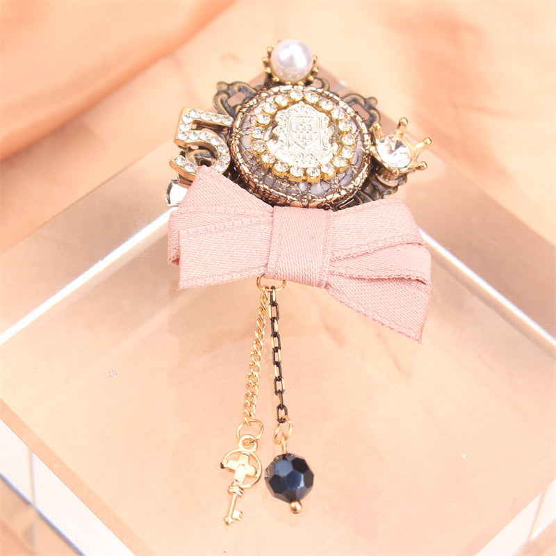Valentine's Day Rhinestone Inlay Bow Brooch for Women Jewelry Gift