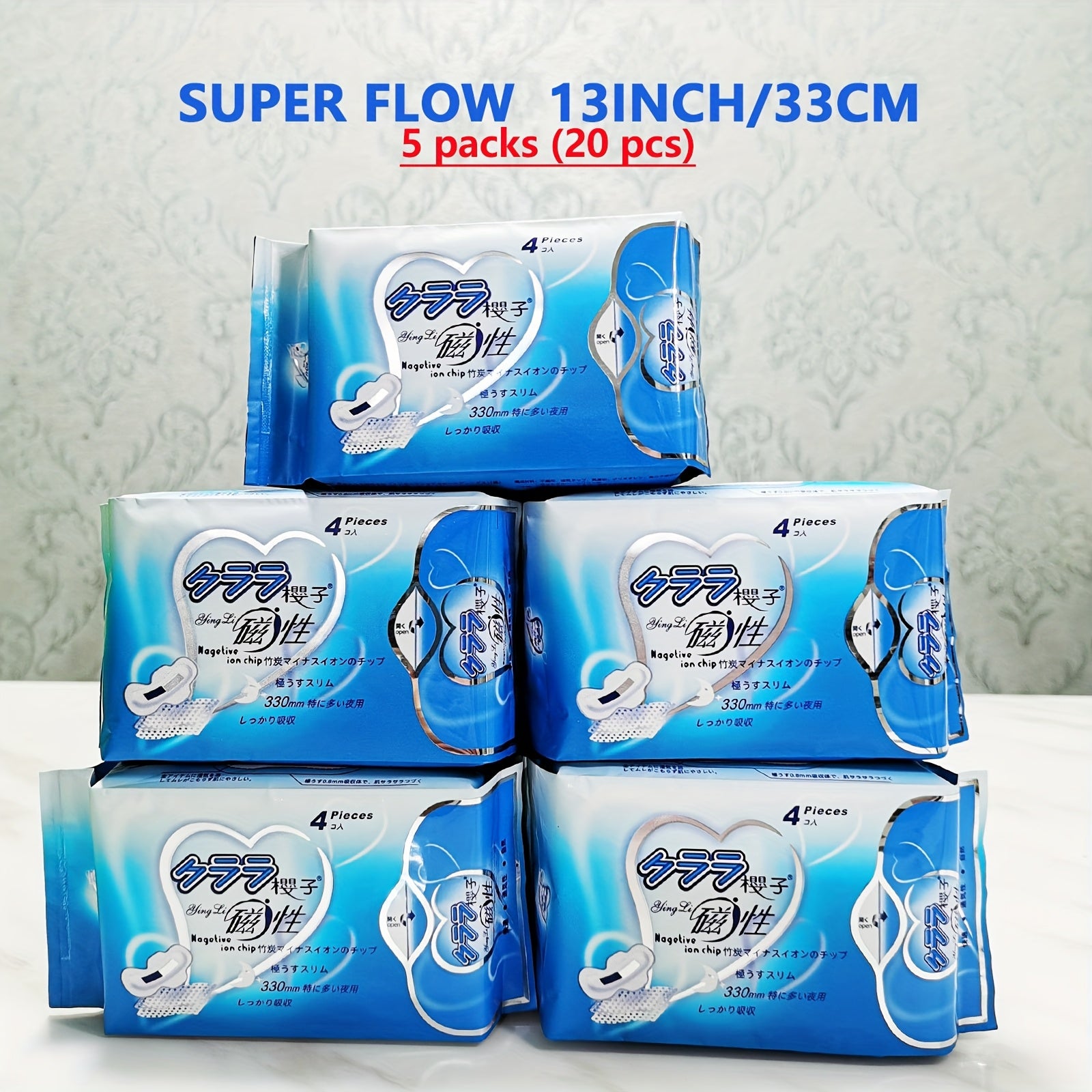 5 Packs of Unscented Ultra-Thin Winged Sanitary Pads for Women