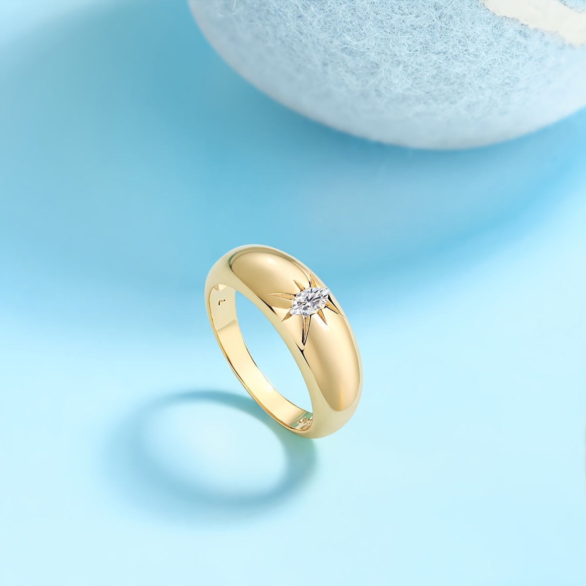 Moissanite Couple's Ring 18K Gold Plated S925 Silver Hypoallergenic Wedding Engagement Jewelry