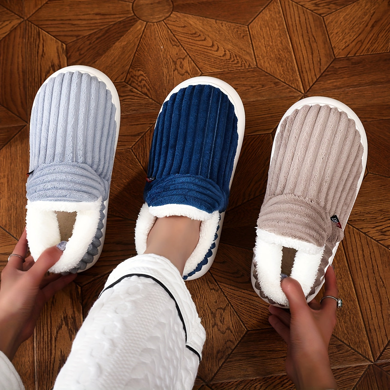 Women Thick Solid Color Winter Shoes Plush Lined Anti-Slip EVA Indoor Outdoor