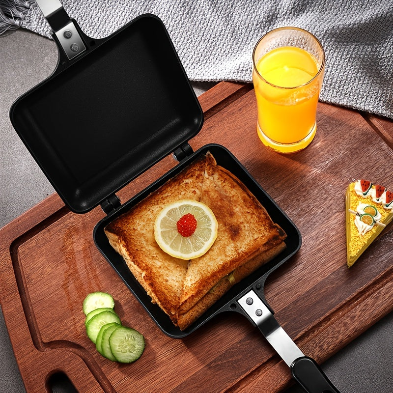 Sartén para sándwich de aluminio, antiadherente, doble cara, bandeja para hornear tostadas para desayuno, tortilla, camping