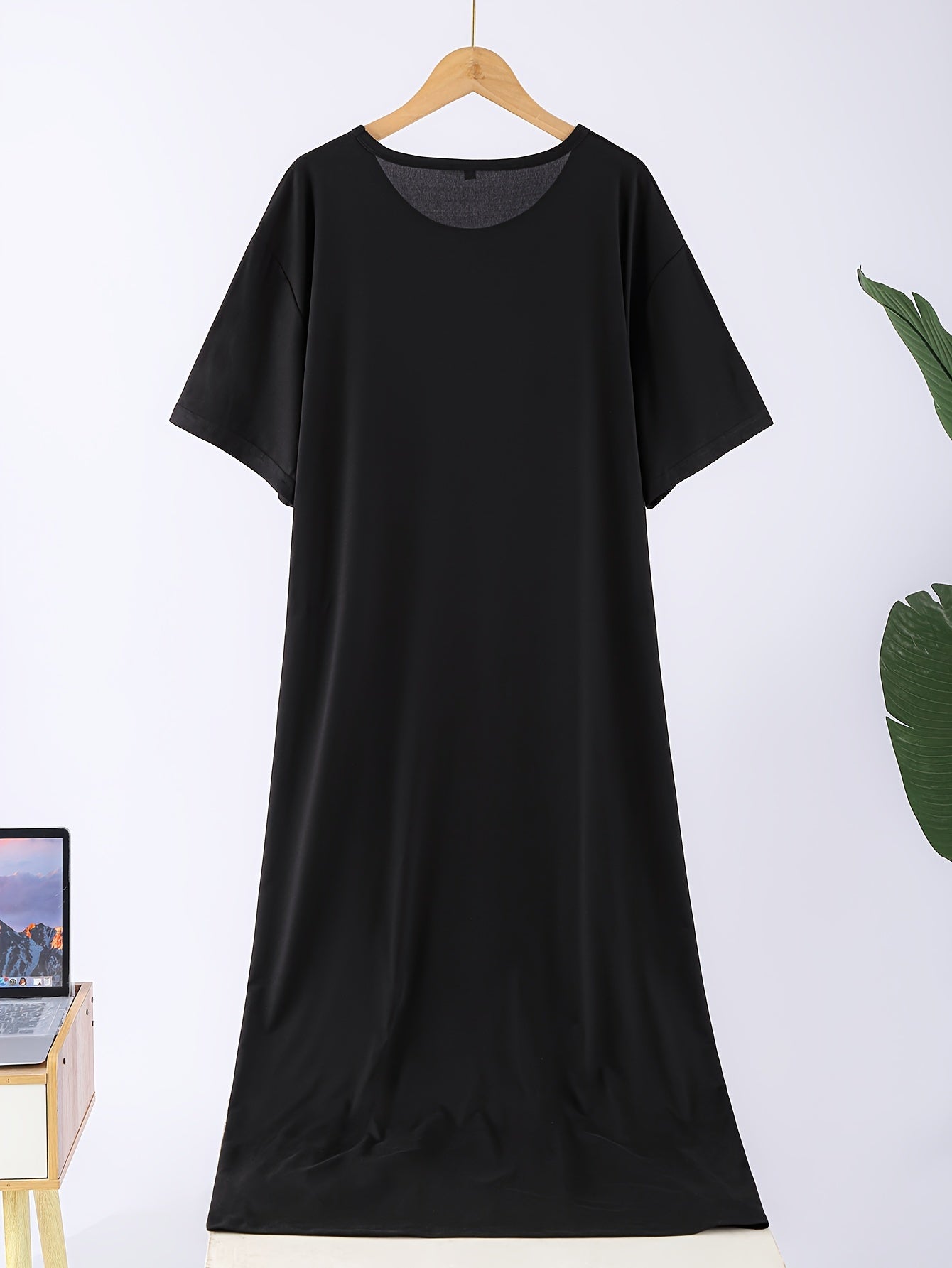 Женский комплект ночной одежды больших размеров, короткий рукав, однотонный ночной костюм