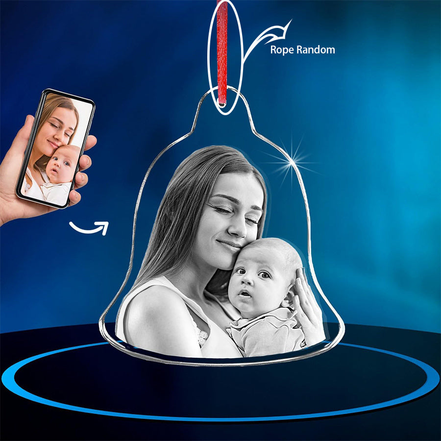 Personalized Acrylic Photo Bell Ornament for Couples and Adults, Transparent Acrylic