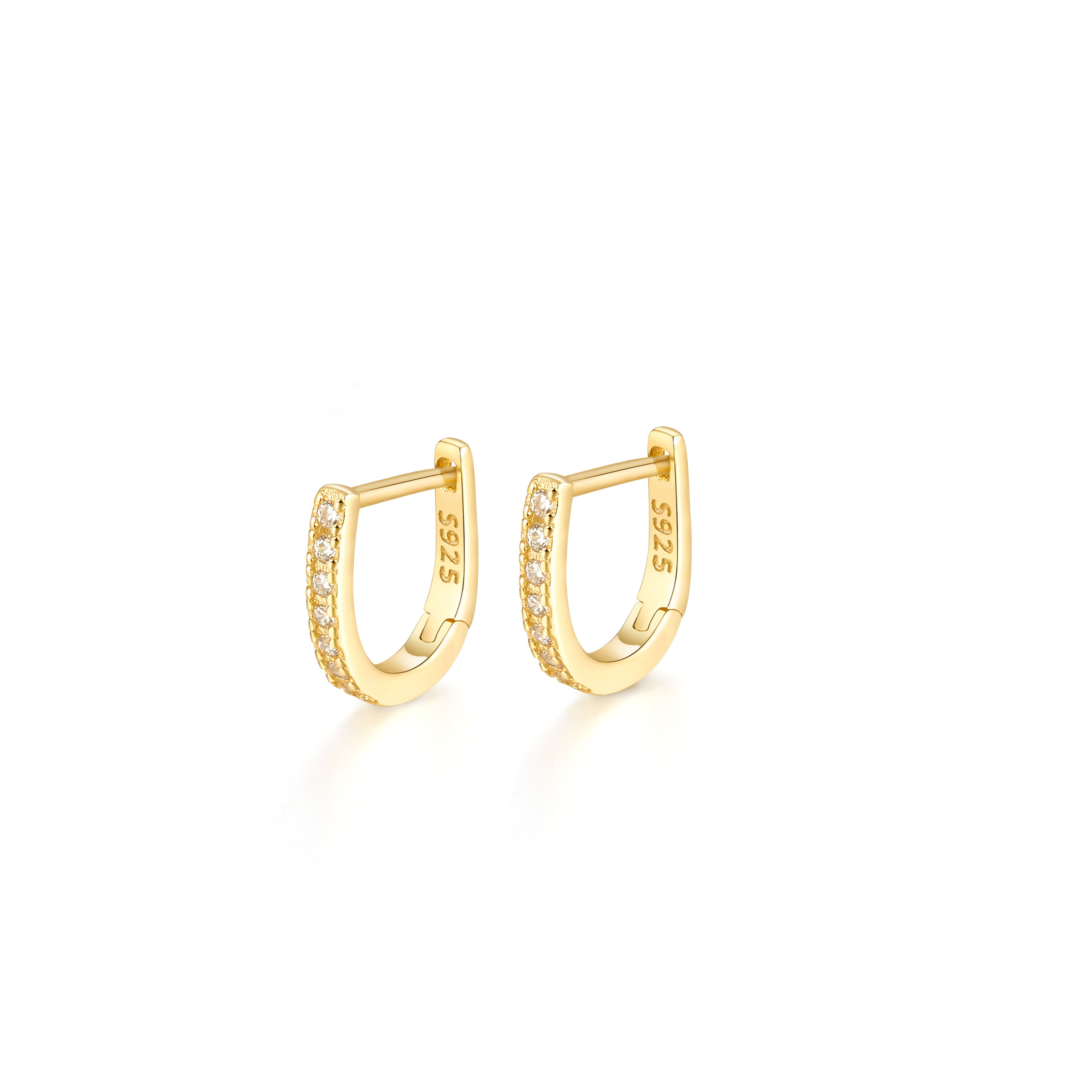 Sterling Silver Hoop Earrings with Zirconia Stones for Women