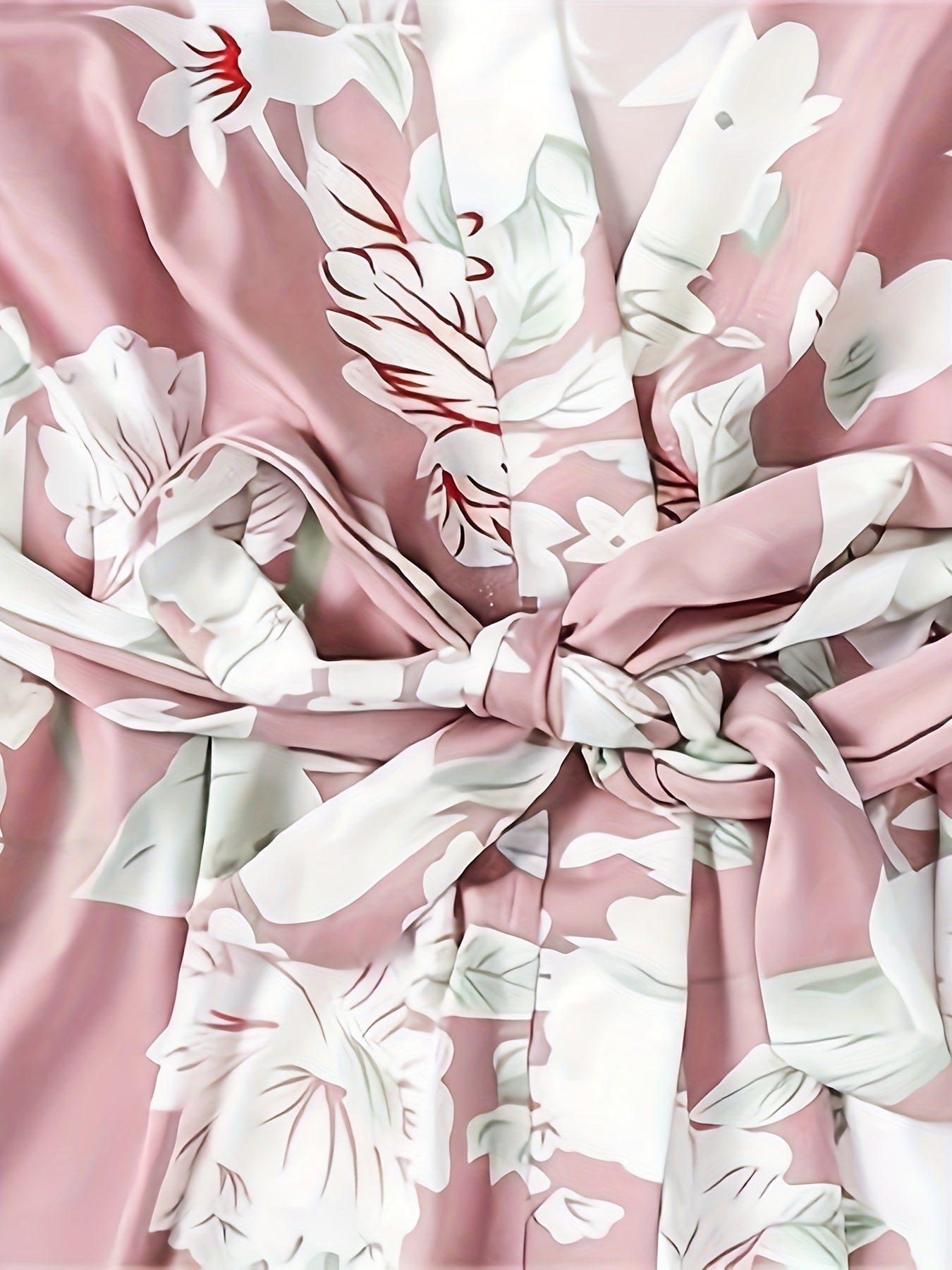 Women's Floral Print Lounge Set with Cami Top, Belted Robe and Pants