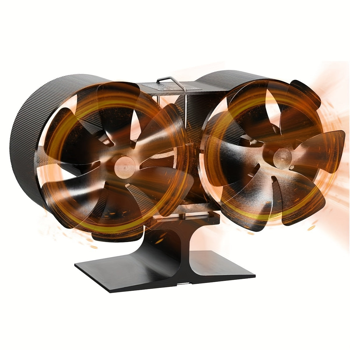 Polished Aluminum Wood Stove Fan 12 Blades High-Speed Air Circulation No Electricity