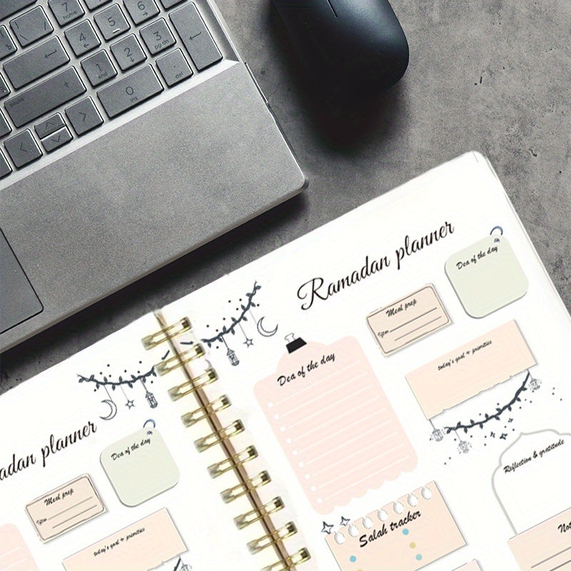 Ramadan Planner Notebook with Crescent Design, To-Do List, Priorities, A5 Spiral Diary, Various Sizes
