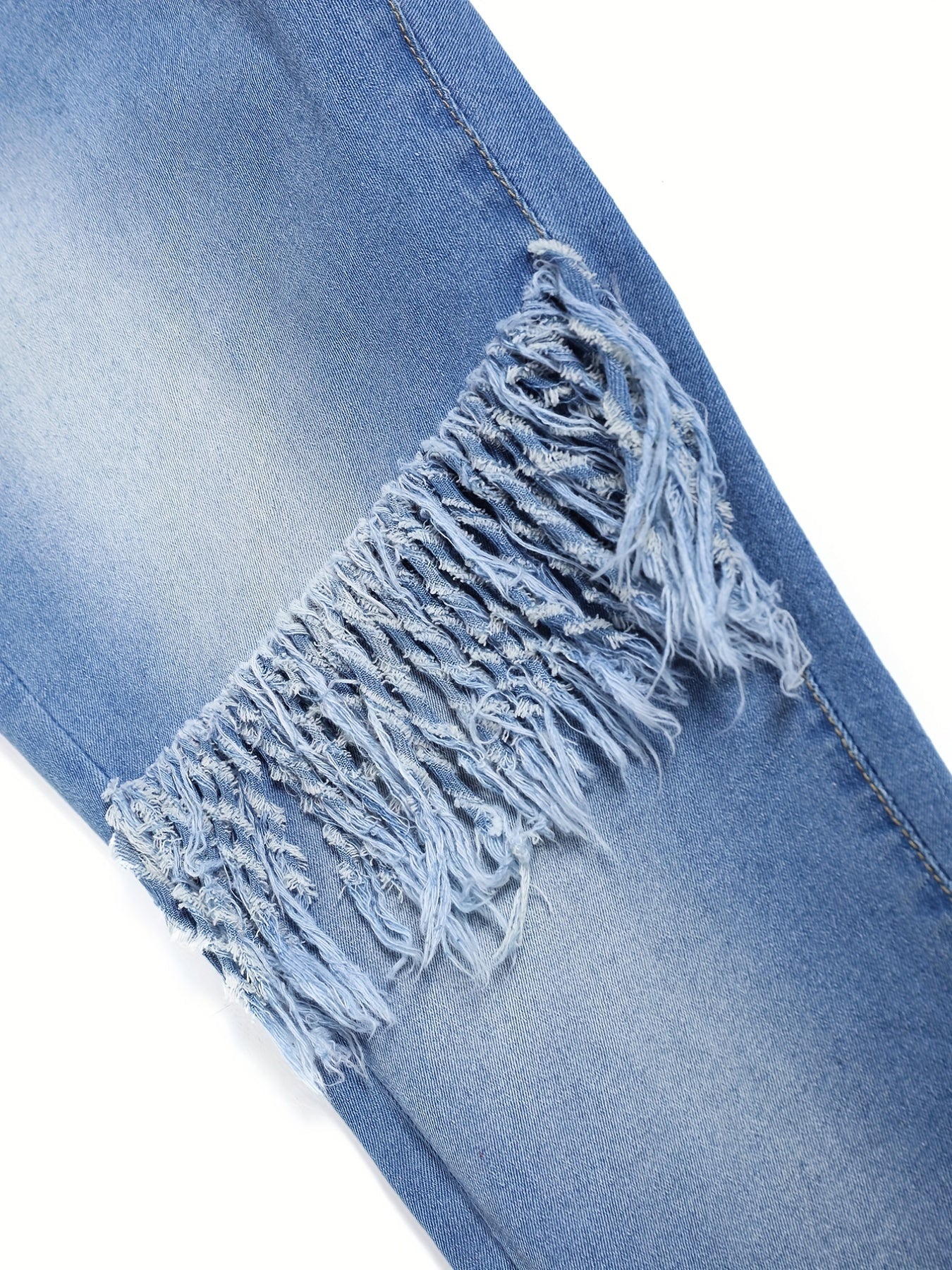 Women's Oversized Blue Ruffled Jeans Women Denim Casual Pants