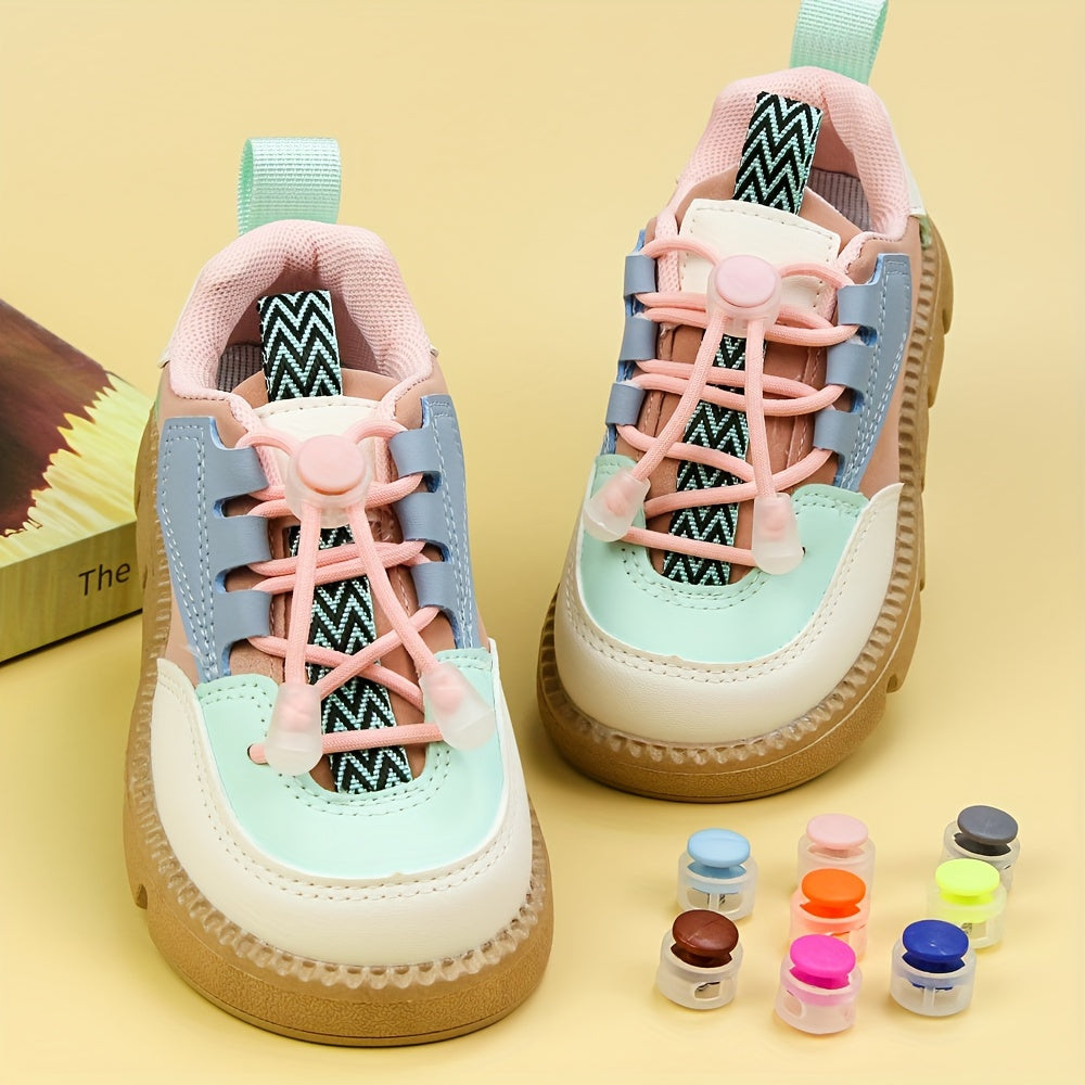 Unisex Elastic No-Tie Shoelaces with Adjustable Buckles for Sneakers