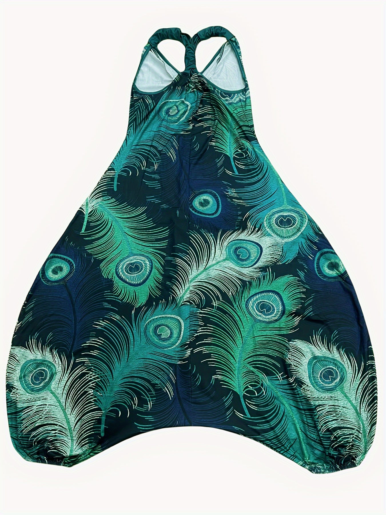 Women's Plus-Size Printed Jumpsuit Casual Sleeveless Wide-Leg