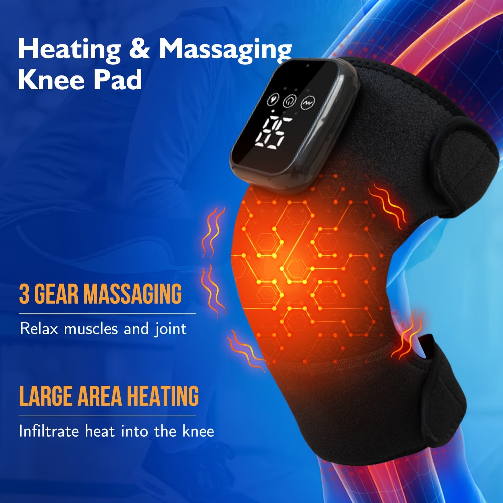 Cordless Knee Massager with Heating and Vibration for Joint and Muscle Relief