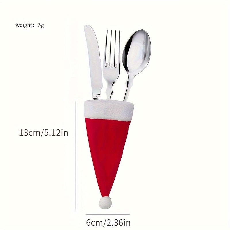 Set of 10 Christmas Hat-Shaped Forks, Festive Tableware, Holiday Party Decor