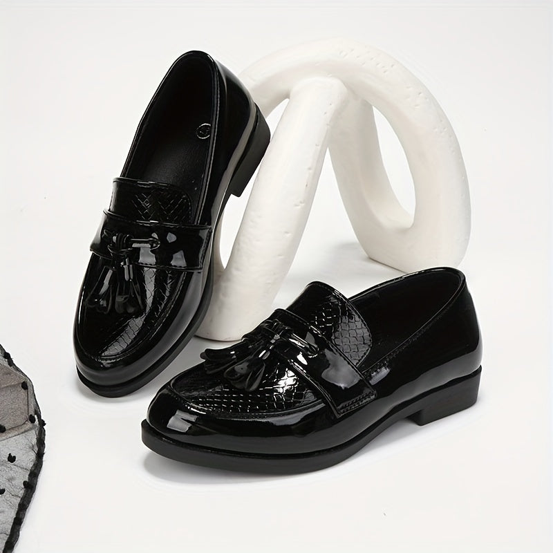 Mocasines casuals negros para hombre con suela de TPR antideslizante y detalle de borla