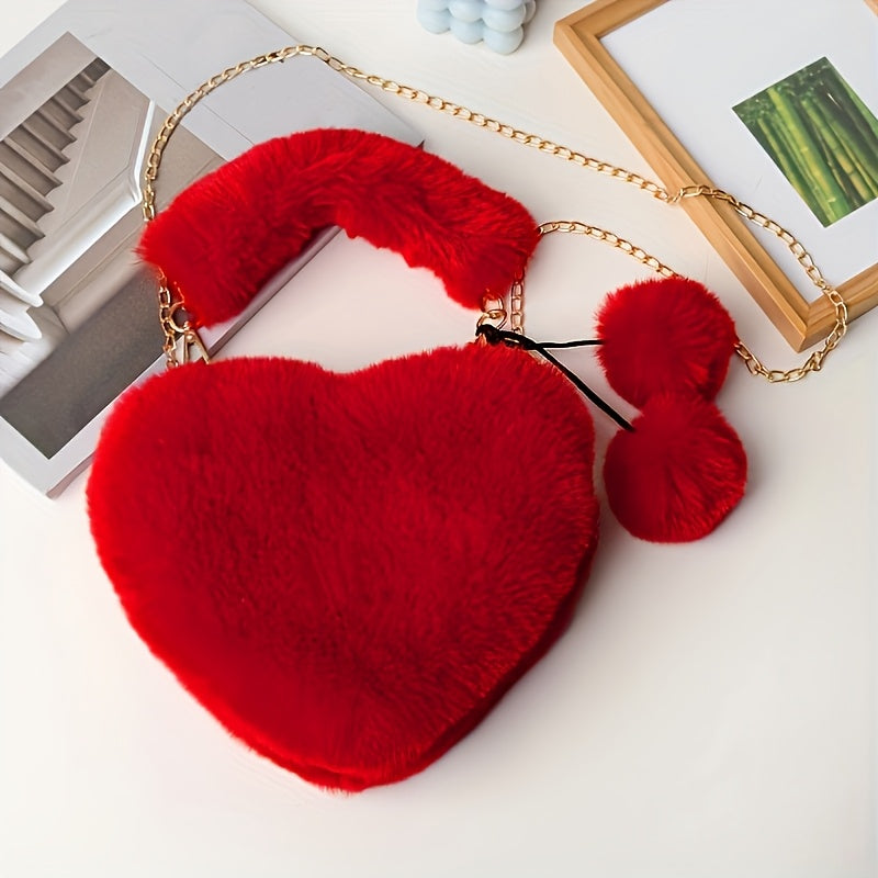 Yengil dizayndagi ajinli ayollar uchun plush yurak shaklidagi yelka sumkasi, ajratiladigan tasma va zip yopilishi bilan. Kundalik sayrlar, xaridlar va uchrashuvlar uchun mukammal. Yorqin pushti va boshqa ranglarda mavjud.