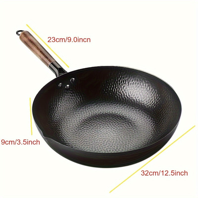 Cast Iron Wok 32cm for Induction Electric Gas Stoves Versatile Kitchenware