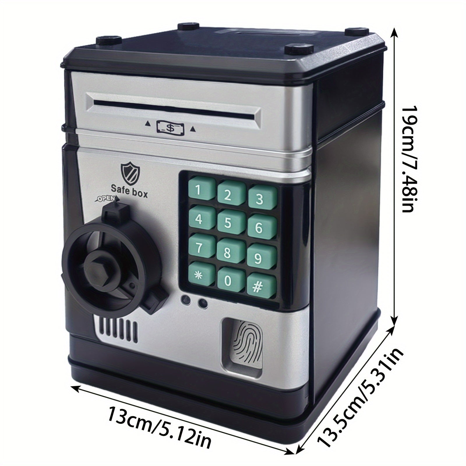 ABS Resin Piggy Bank for Kids with Password Lock Black 6+ Gift Holiday Birthday