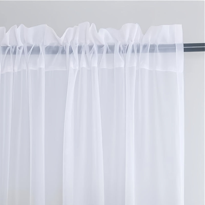 White Sheer Voile Curtains 2 Panels for Kitchen Bedroom Living Room Breathable Window Treatment