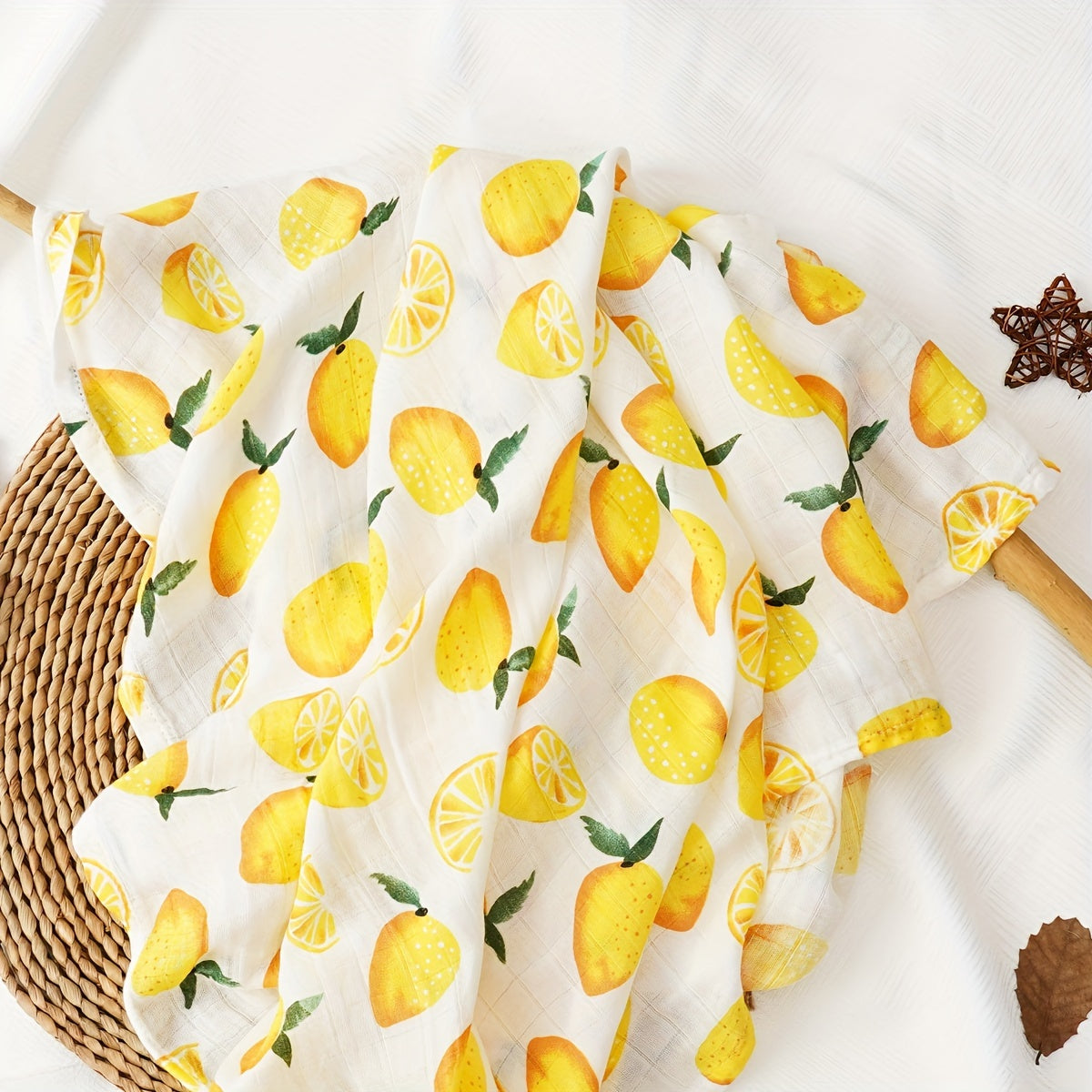 Baby Girls and Boys Muslin Swaddle Blanket 119cm Fruit and Animal Design