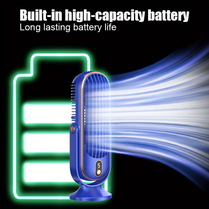 Portativ konditsioner ventilyatori 720° osillatsiya bilan, ikki motorli, USB orqali qayta zaryadlanadigan, 5 tezlik
