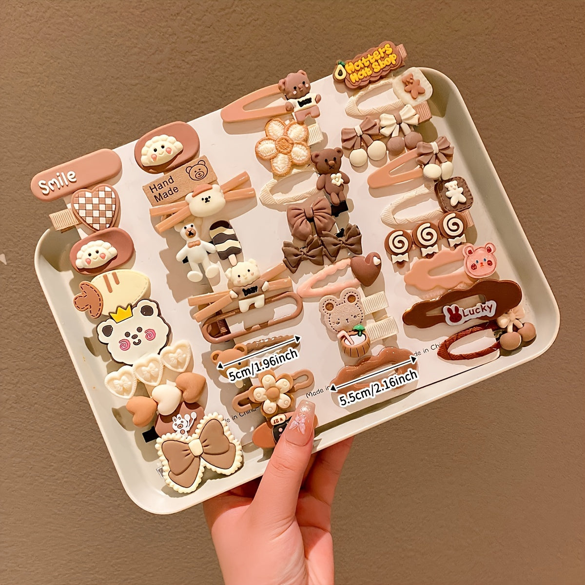 10/14/24 dona jigarrang soch kliplari qizlar uchun, kuz-qish mavsumi, multfilm bosh kiyimlari, mato bo'lmagan material