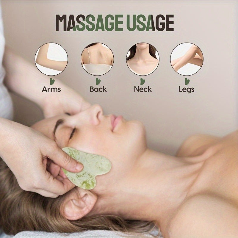 4-in-1 Natural Jade Roller and Gua Sha Set Facial Massager with Eye and Vertebral-Shaped Rollers for Warm and Ice Therapy