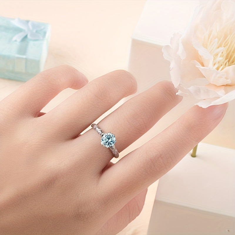 Moissanite Jewelry Set Necklace and Ring in Sterling Silver Engagement Wedding Gift