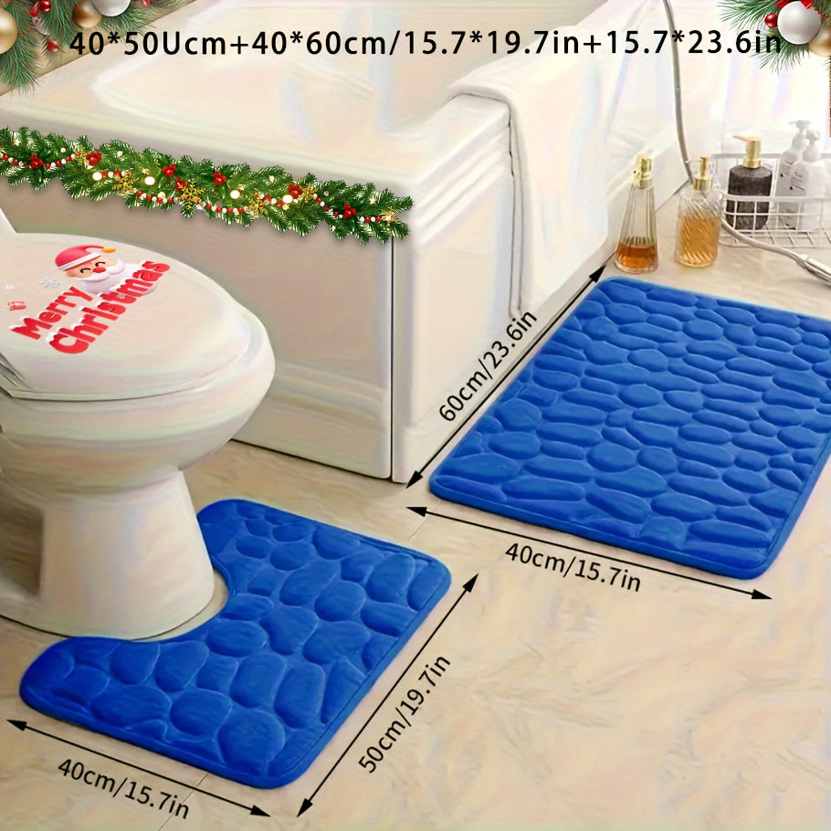 Memory Foam Bathroom Rug Set with Non-Slip Backing and Absorbent Mat for Shower Bathtub and Laundry Room