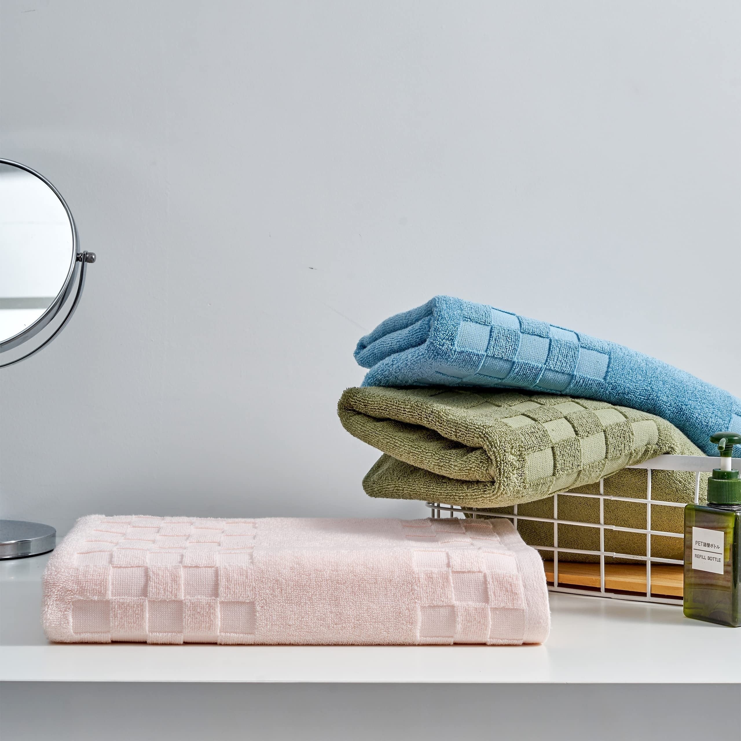 Cotton Towel Set 3-Piece Quick-Drying Fluffy Absorbent Breathable Multicolor 68x140 cm