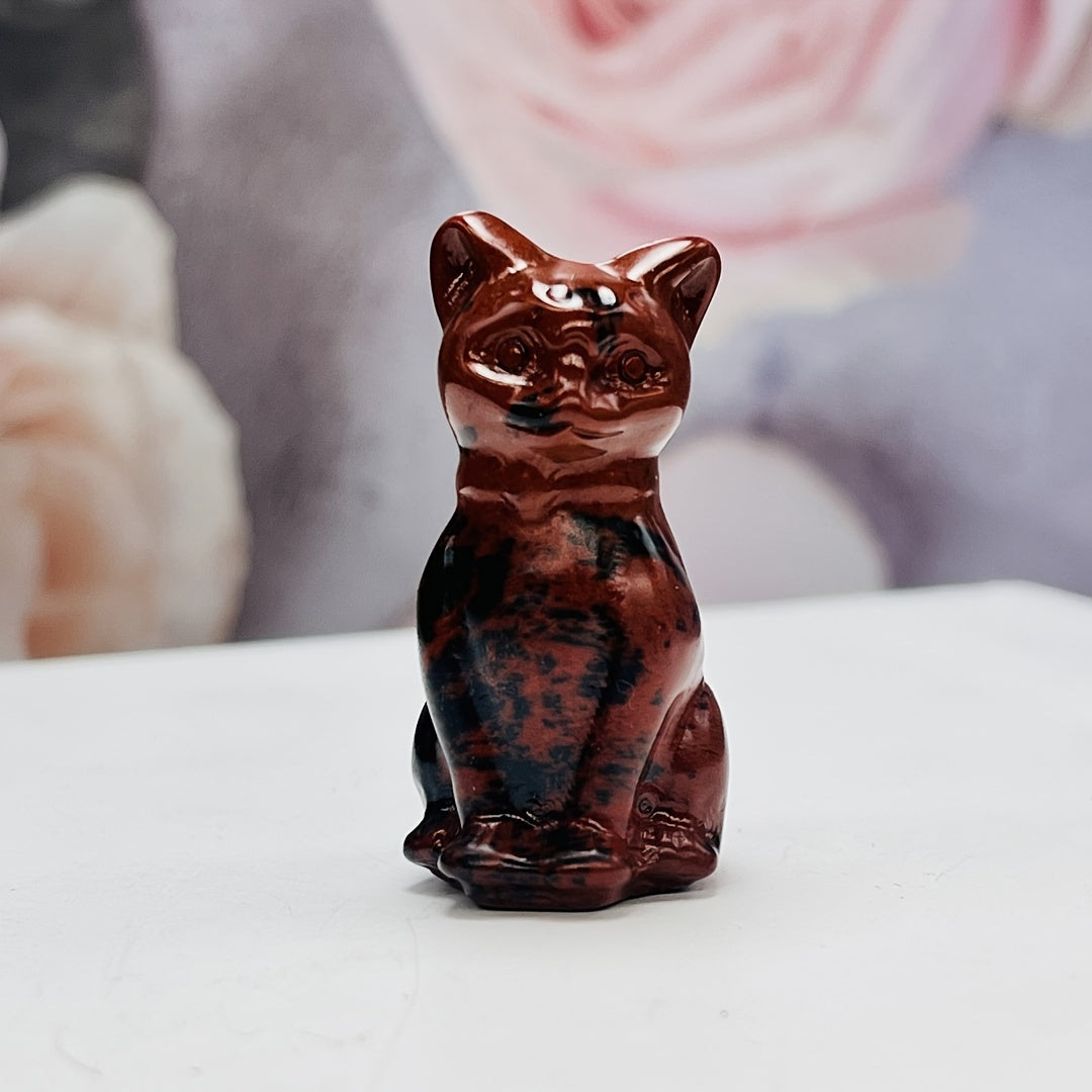 Натуральная кристальная резьба кота для домашнего декора, очаровательный стильный орнамент